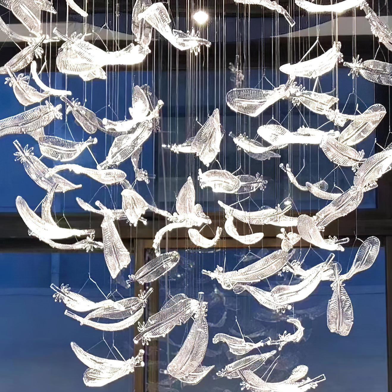 Glass Feathers Chandelier-MEET LIGHTING