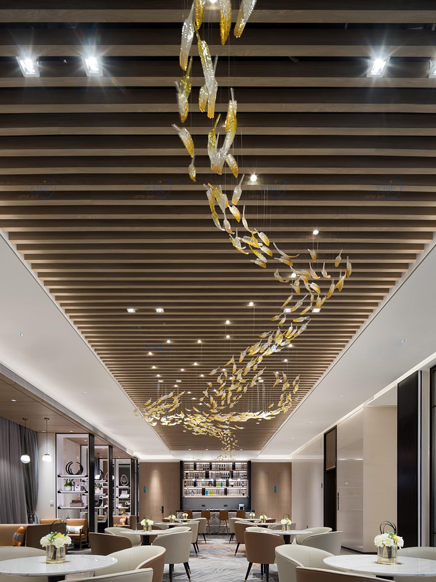 Glass Feathers Chandelier-MEET LIGHTING