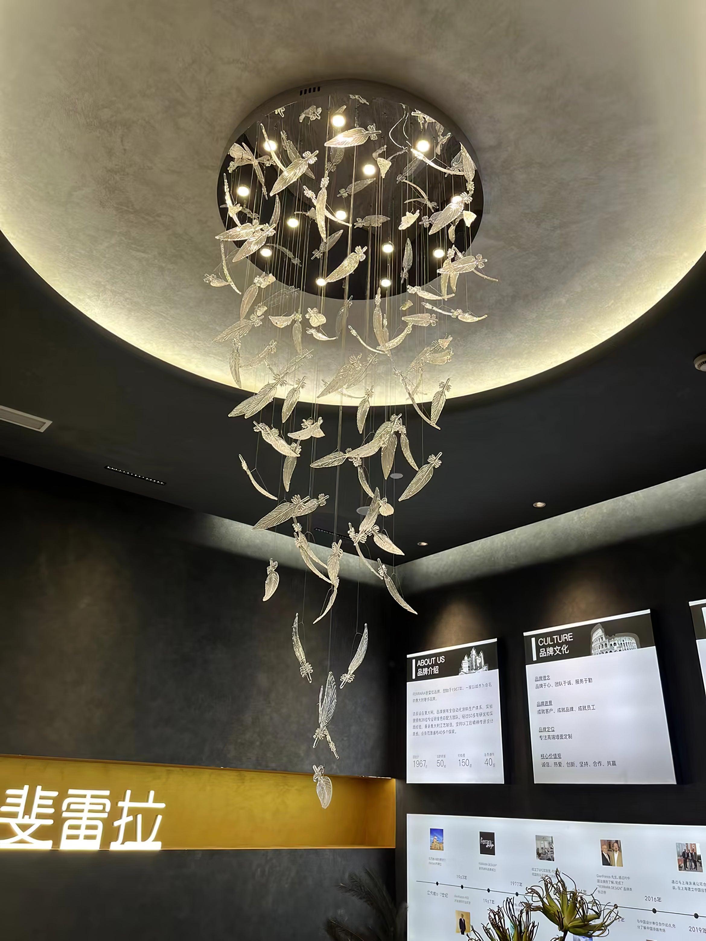 Glass Feathers Chandelier-MEET LIGHTING