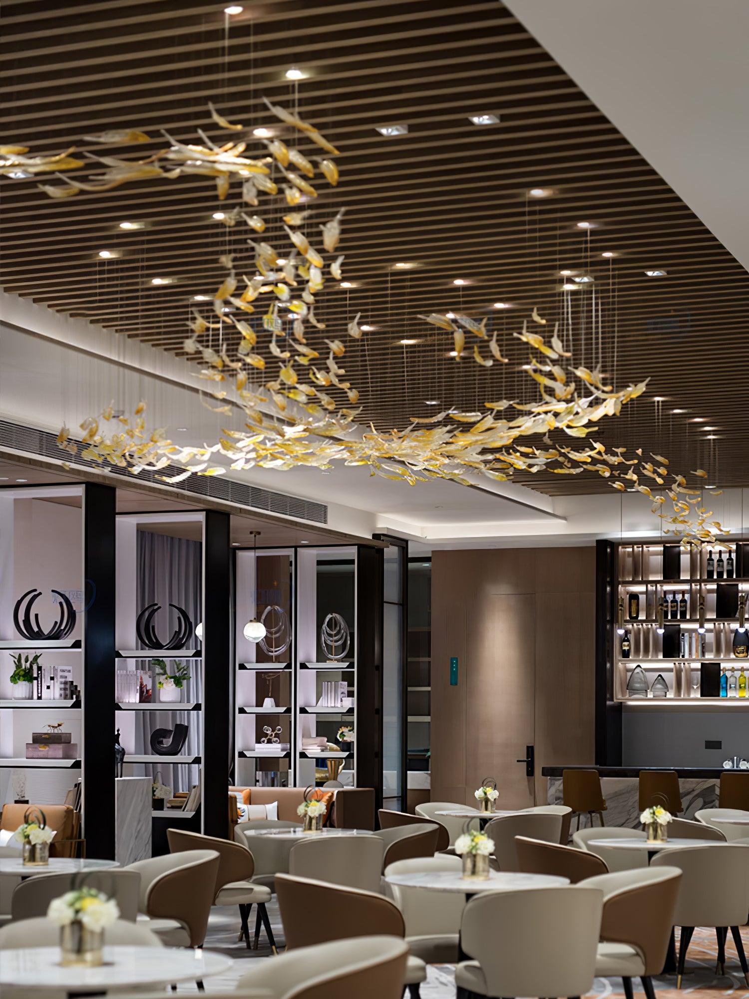 Glass Feathers Chandelier-MEET LIGHTING