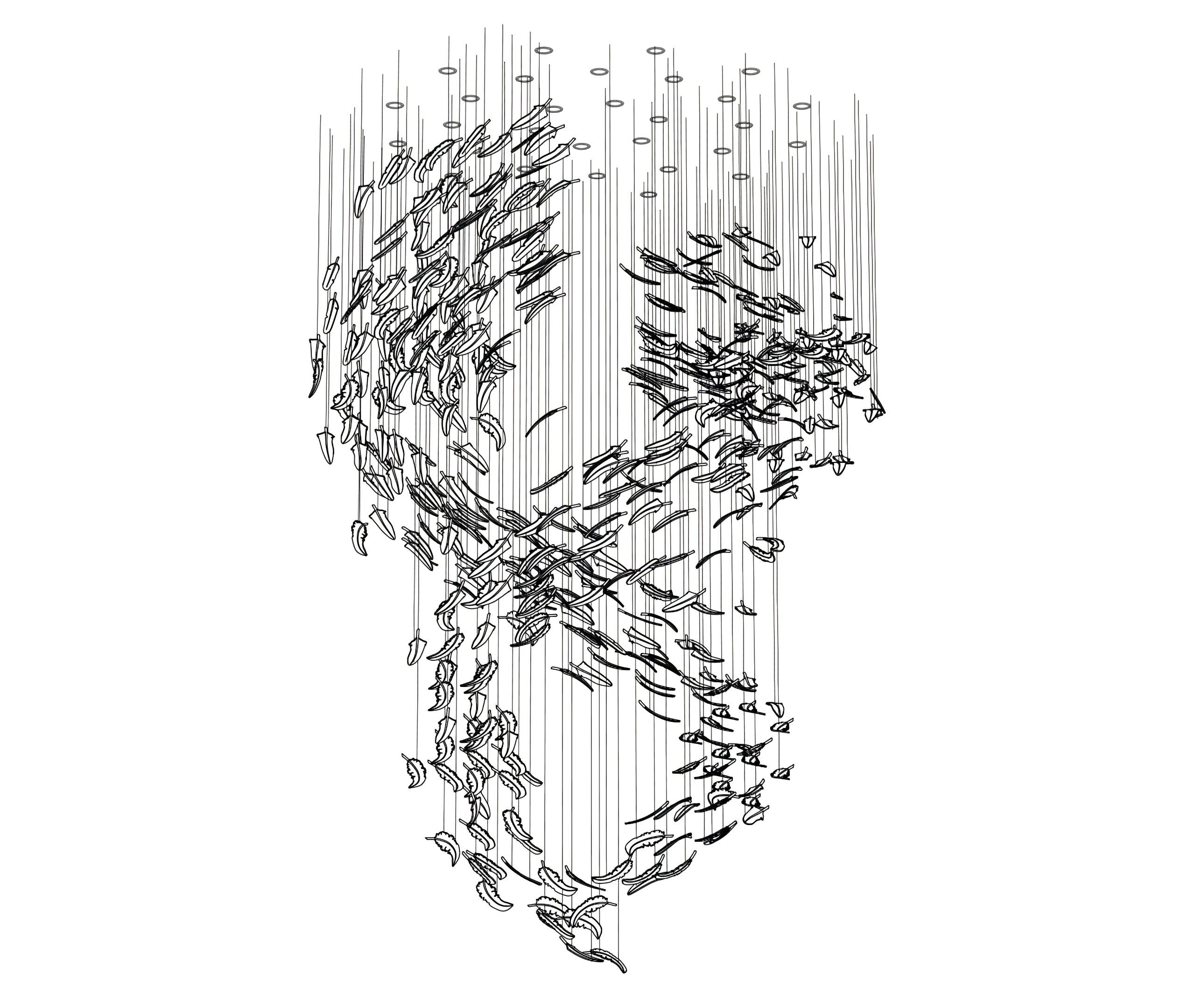 Glass Feathers Chandelier-MEET LIGHTING