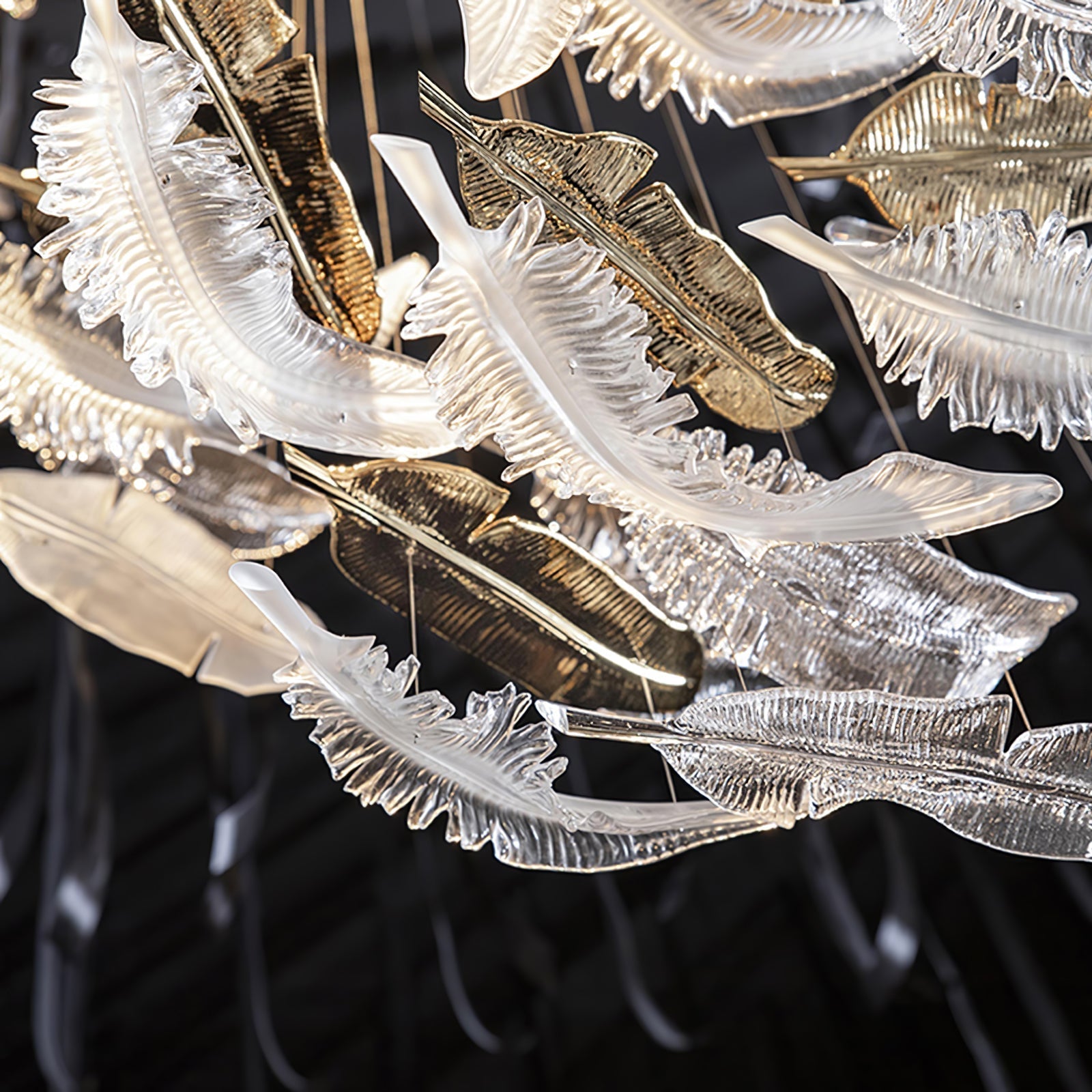 Glass Feathers Chandelier-MEET LIGHTING