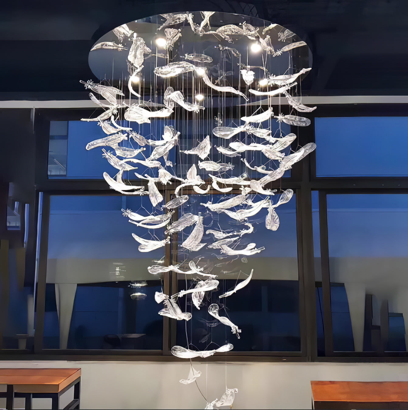 Glass Feathers Chandelier-MEET LIGHTING