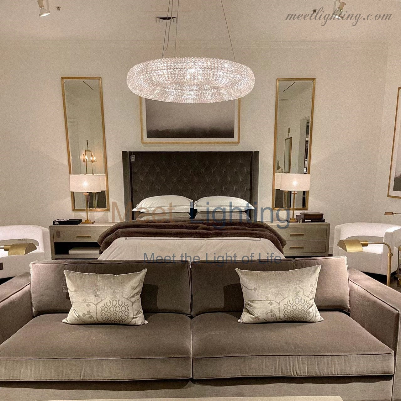 Halo Crystal Aperture Round Chandelier D32"-MEET LIGHTING