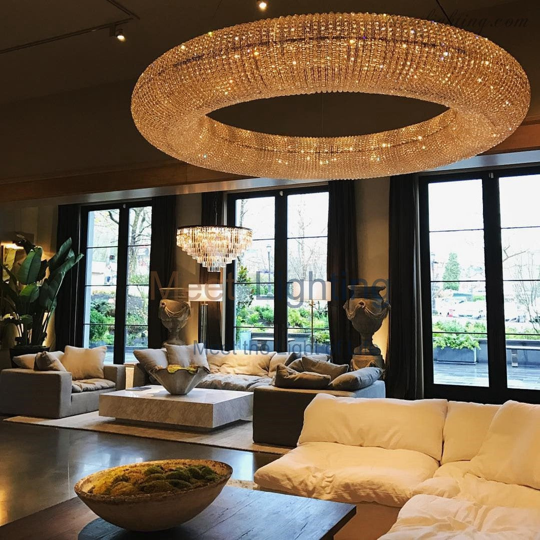 Halo Crystal Aperture Round Chandelier D32"-MEET LIGHTING