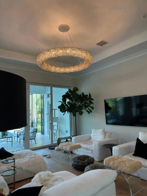 Halo Crystal Aperture Round Chandelier D41"-MEET LIGHTING