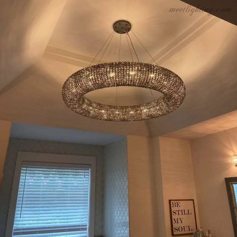 Halo Crystal Aperture Round Chandelier D59"-MEET LIGHTING