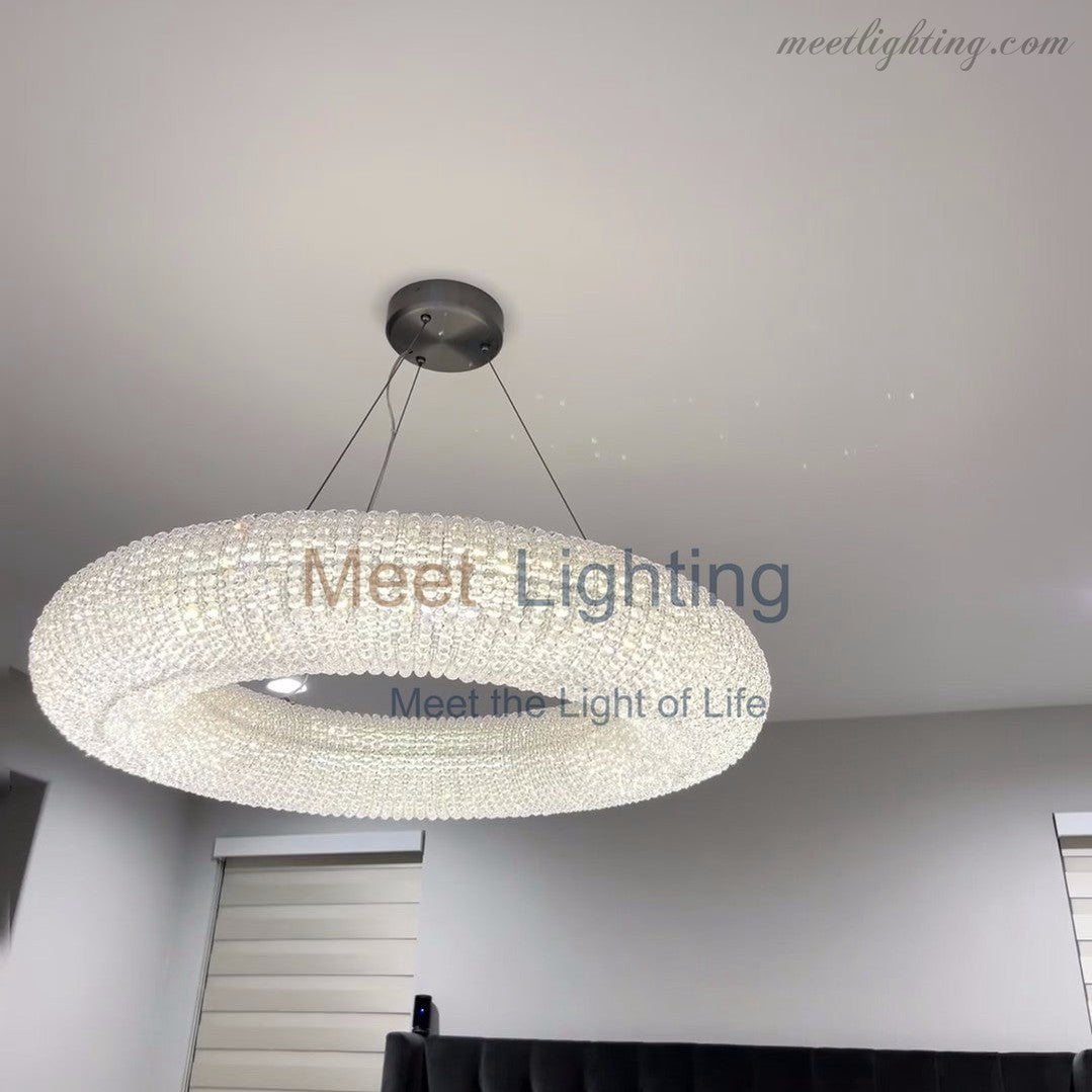 Halo Crystal Aperture Round Chandelier D72"-MEET LIGHTING