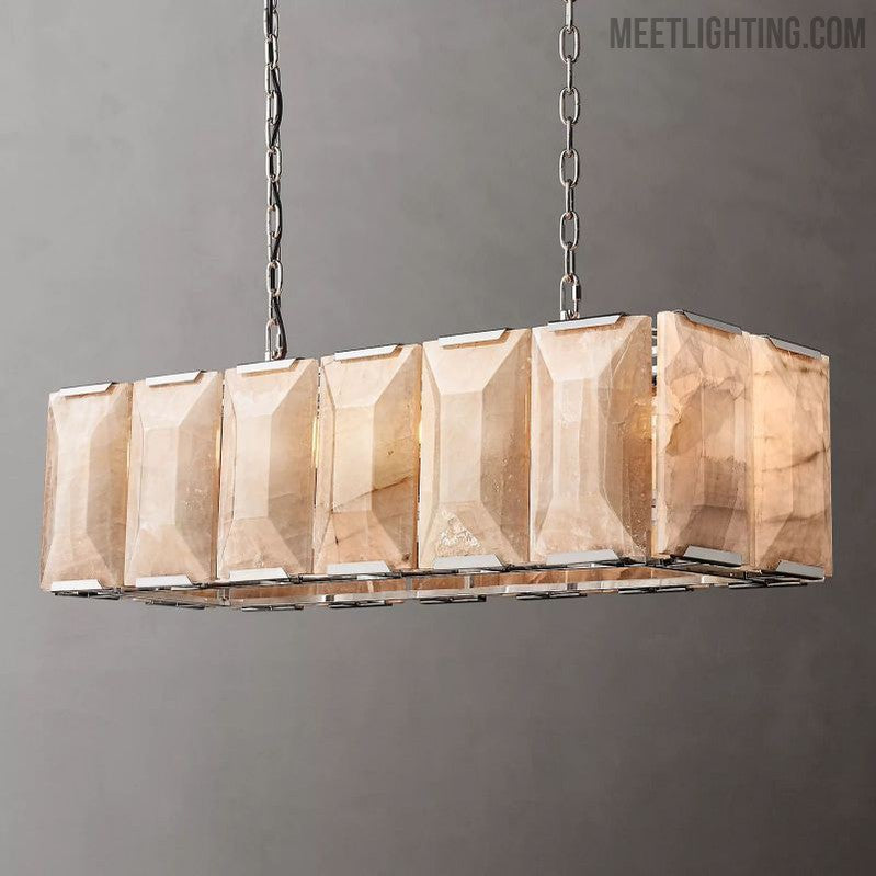 Harlow Calcite Rectangular Chandelier 42"-MEET LIGHTING