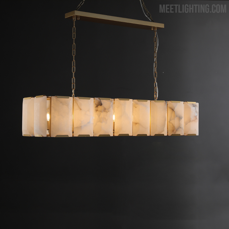 Harlow Calcite Rectangular Chandelier 55"-MEET LIGHTING