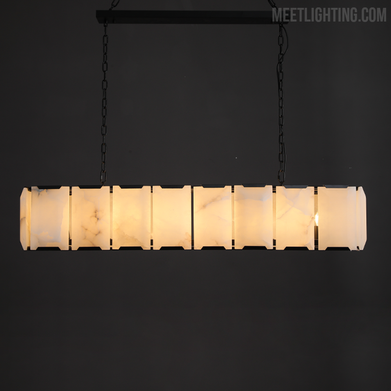 Harlow Calcite Rectangular Chandelier 74"-MEET LIGHTING