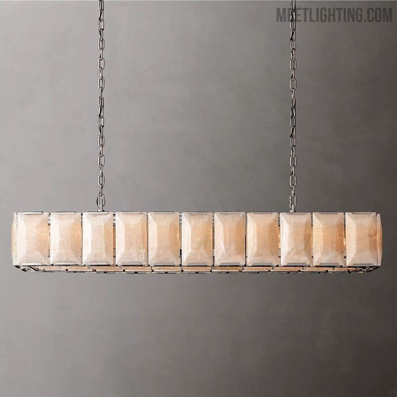 Harlow Calcite Rectangular Chandelier 74"-MEET LIGHTING