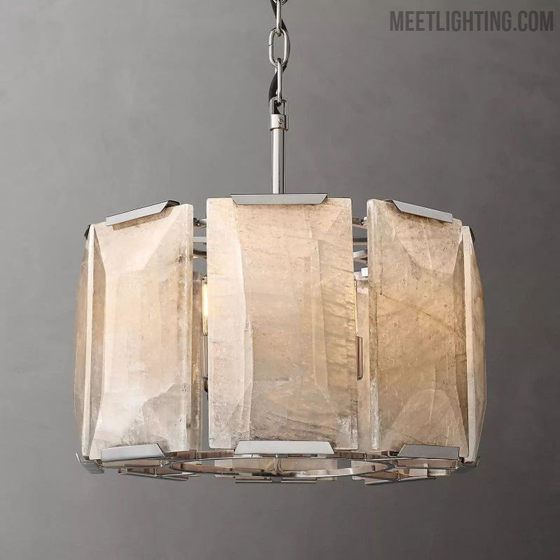 Harlow Calcite Round Chandelier 19"-MEET LIGHTING