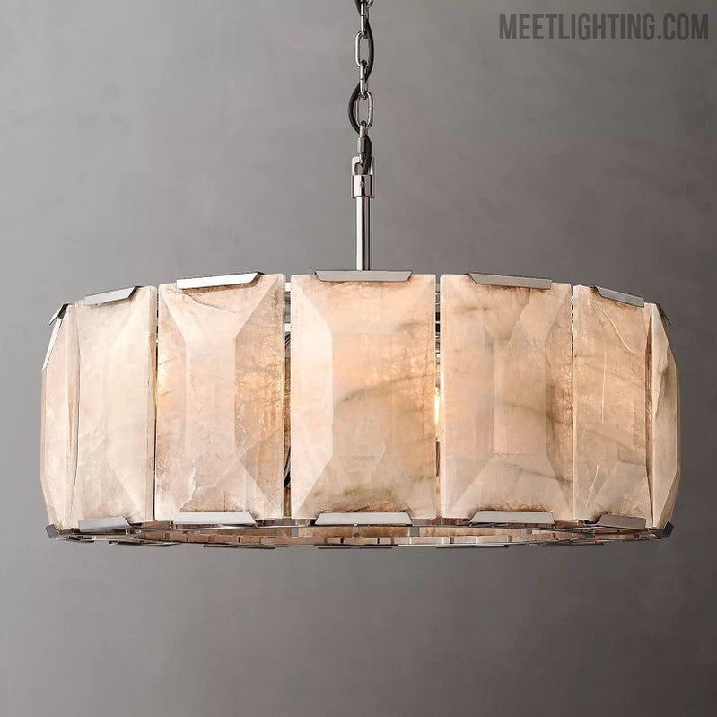 Harlow Calcite Round Chandelier 31"-MEET LIGHTING