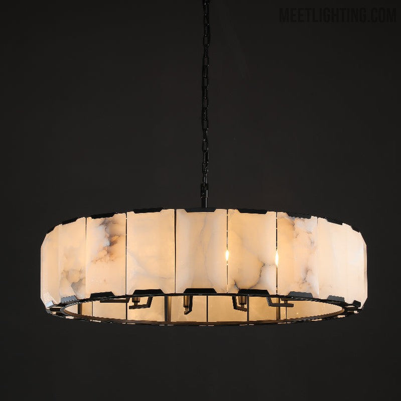 Harlow Calcite Round Chandelier 31"-MEET LIGHTING