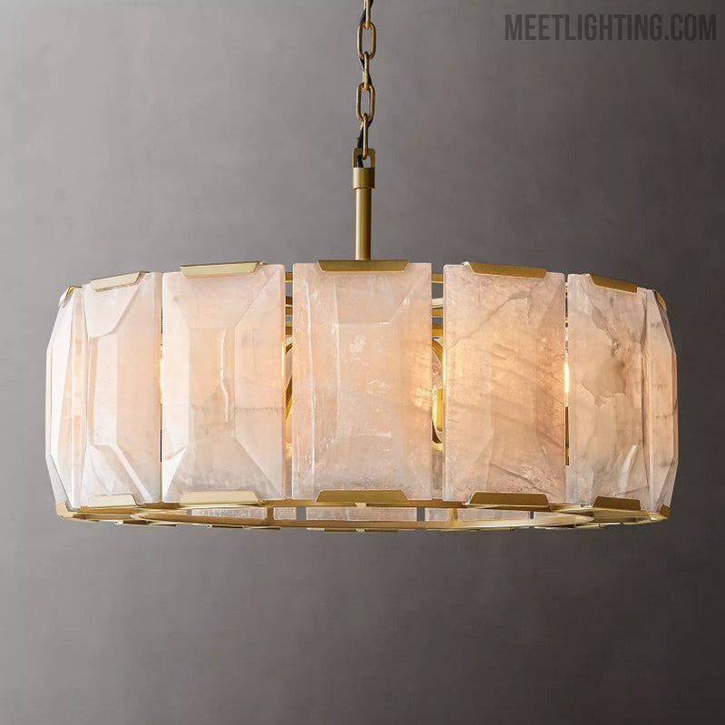 Harlow Calcite Round Chandelier 31"-MEET LIGHTING