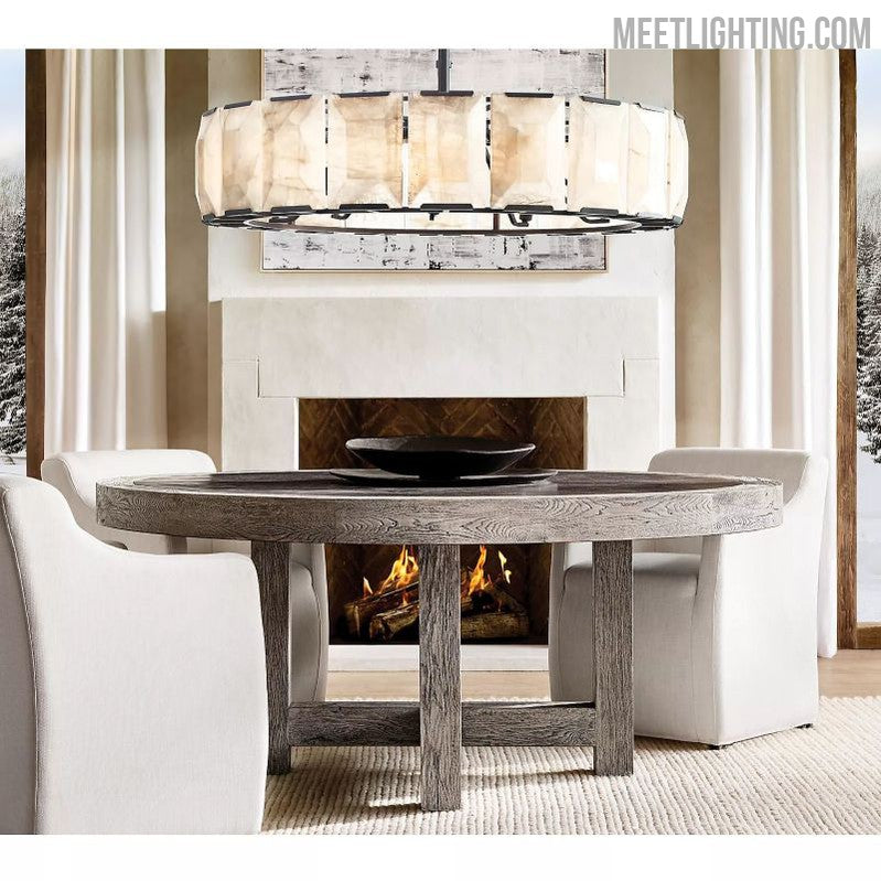 Harlow Calcite Round Chandelier 60"-MEET LIGHTING