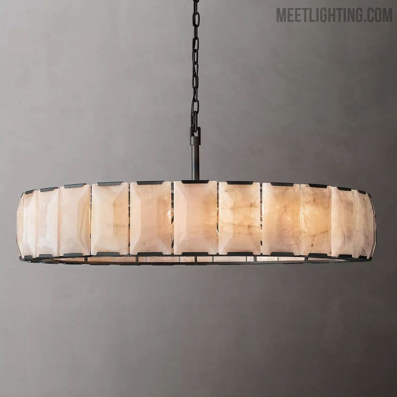 Harlow Calcite Round Chandelier 60"-MEET LIGHTING