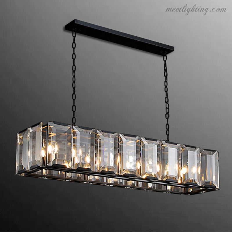 Harlow Crystal Rectangular Chandelier 42"-MEET LIGHTING