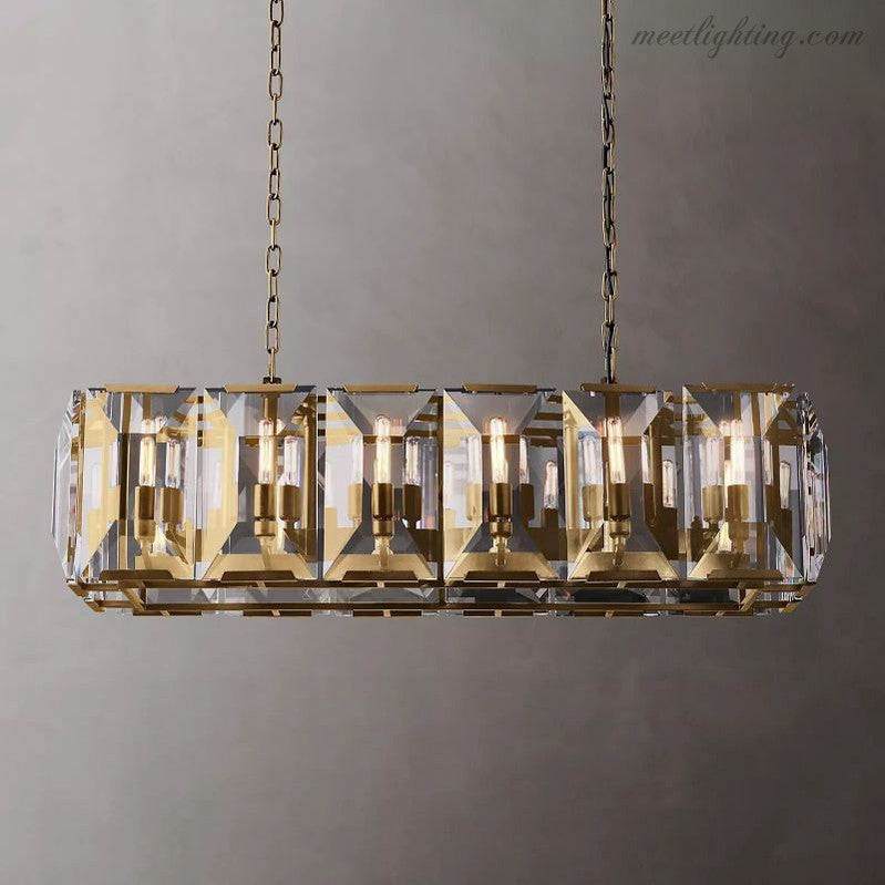 Harlow Crystal Rectangular Chandelier 42"-MEET LIGHTING