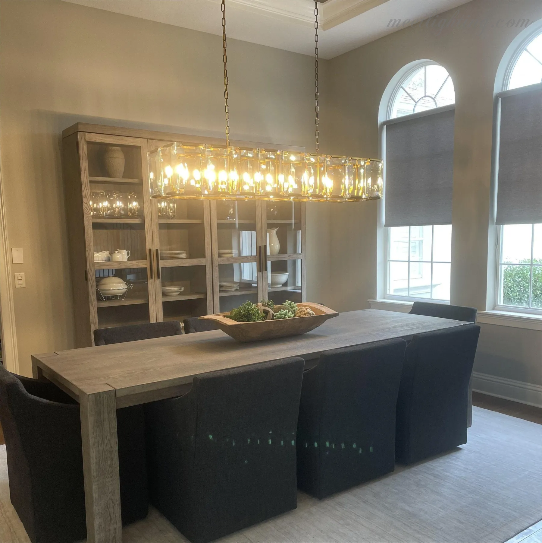 Harlow Crystal Rectangular Chandelier 62"-MEET LIGHTING