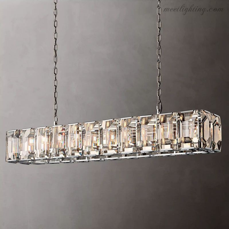 Harlow Crystal Rectangular Chandelier 74"-MEET LIGHTING
