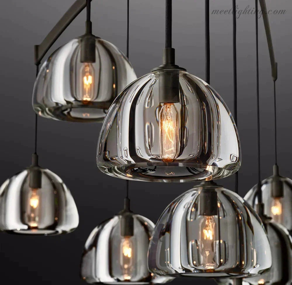Hemisphere Modern Glass Round Chandelier 48''-MEET LIGHTING