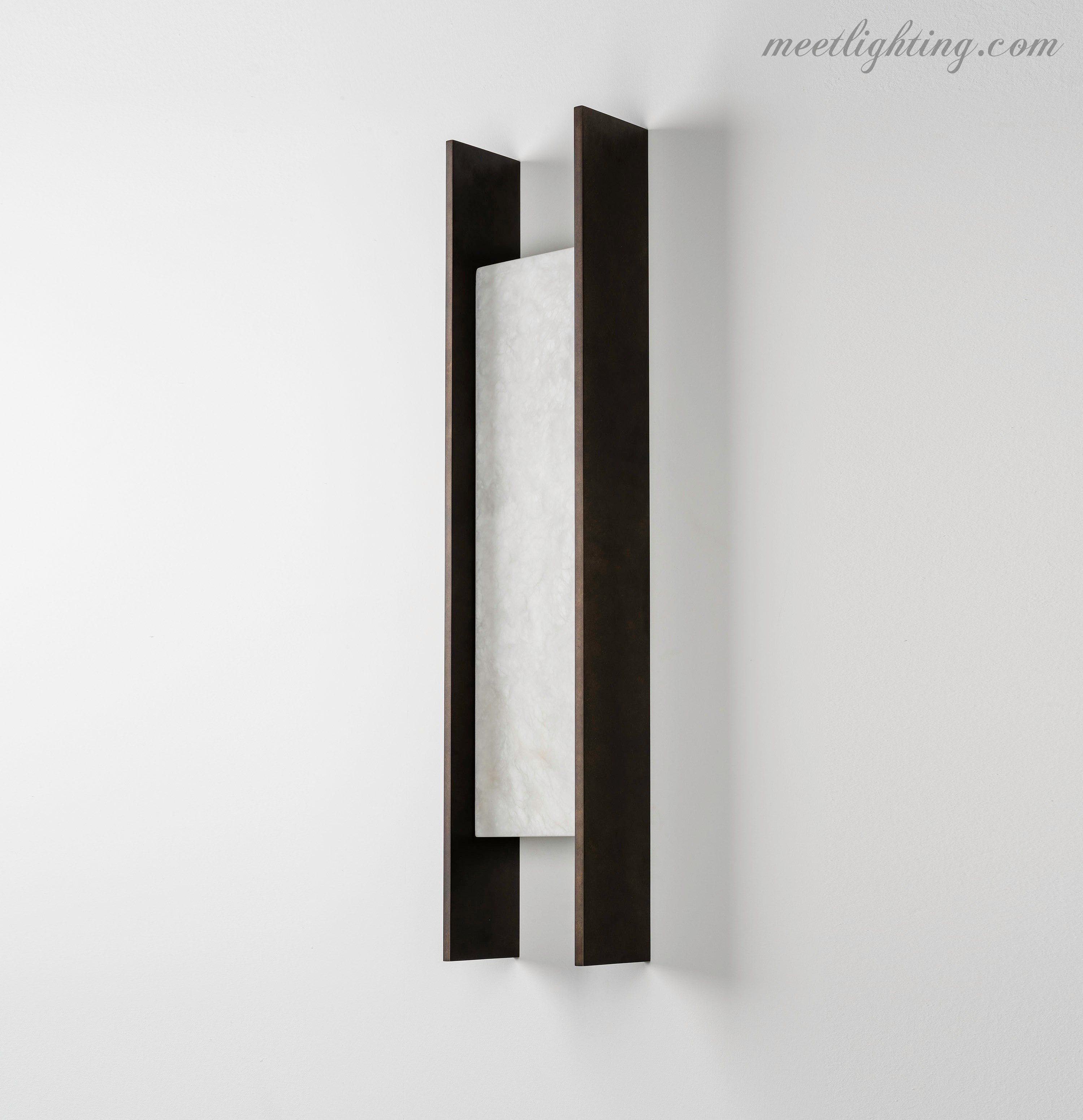 IDA Modern Natural Alabaster Linear Wall Sconce-Meet Lighting