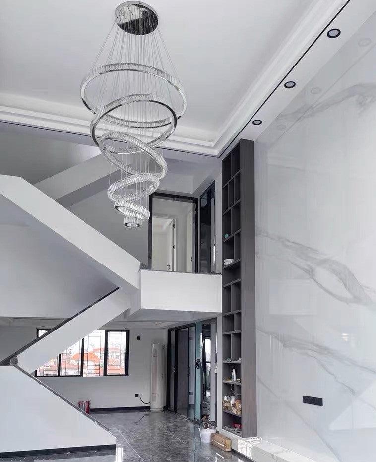 Modern Front Entryway Chandelier 3/4/5/6/7 Rings Crystal Gold/ Chrome Finish Ceiling Lamp-MEET LIGHTING