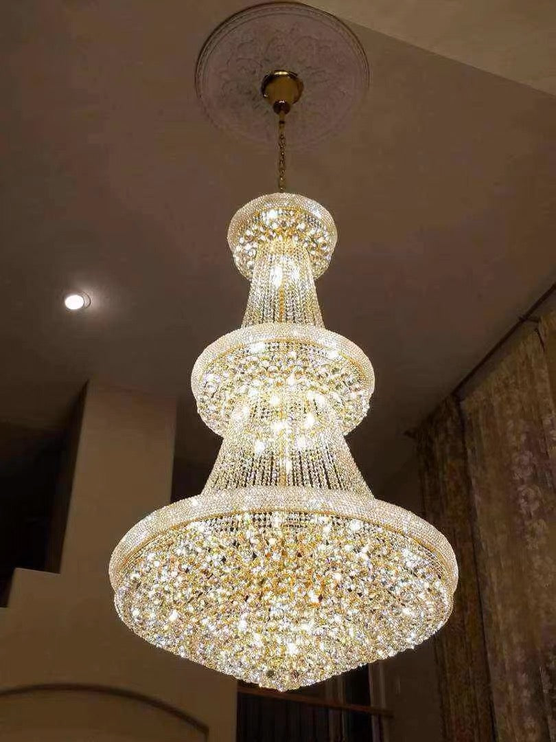 Luxury French Empire Chandelier for Villa Hall Ceiling Three-layers Crystal Light for Hotel Lobby-MEET LIGHTING