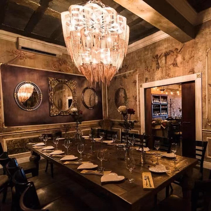 Oversized Post-Modern Aluminium Chain Tassel Pendant Chandelier for Large Living Room/Staircase/Villa-MEET LIGHTING