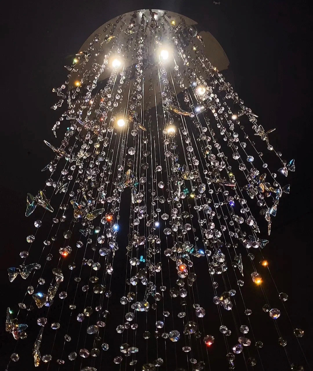Northern European Style K9 Crystal Floating Butterfly Chandelier for High-ceiling-MEET LIGHTING