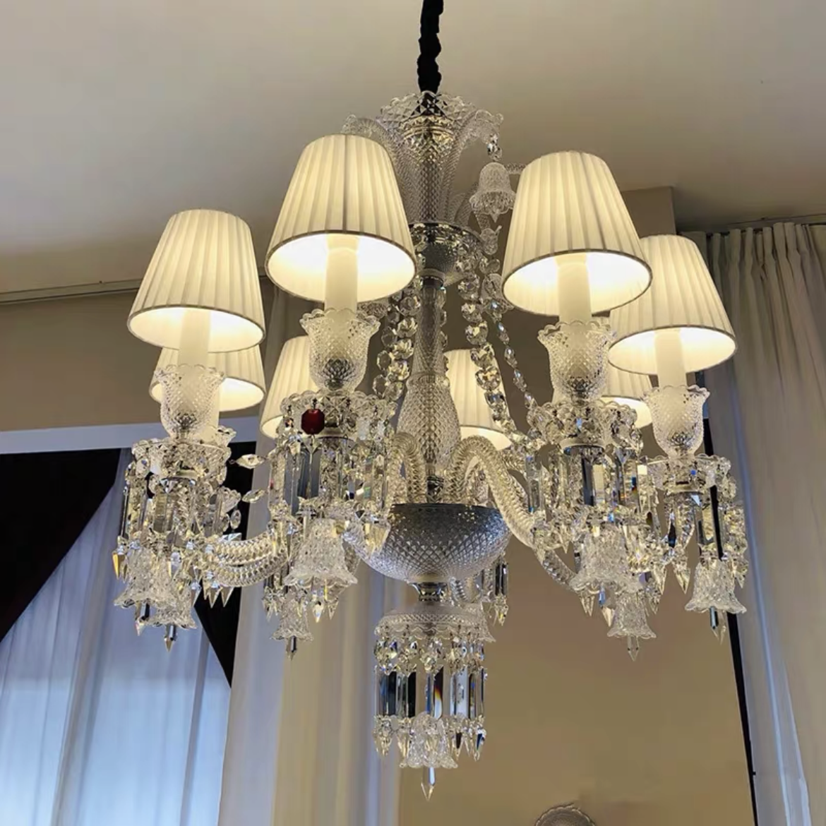 Light Luxury Classic Short Version Tiered Candle Light Crystal Chandelier for High-ceiling Rooms/Living Room-MEET LIGHTING