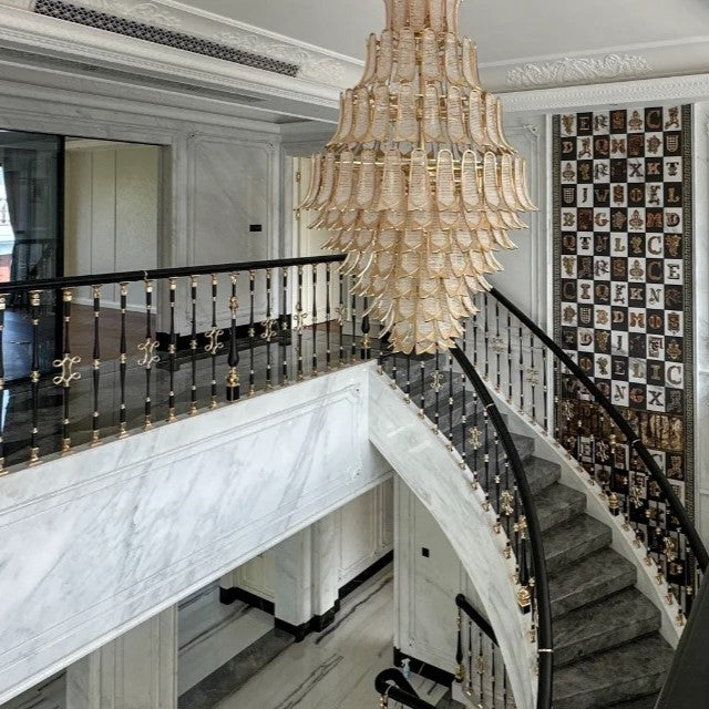 Extra Large Luxury Multi-tier Gold CrystalChandelier for Stairs/Large High-ceiling Room-MEET LIGHTING