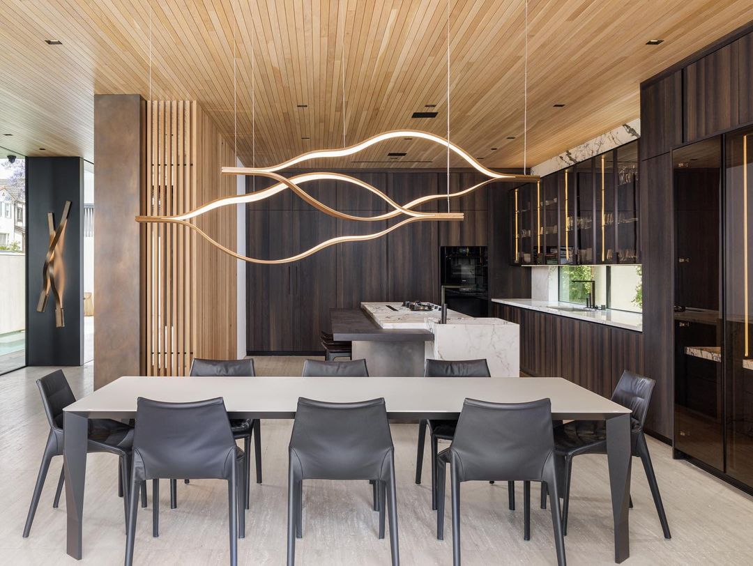 Modern Simple Brass Waving Chandelier for Living/Dining Room/Kitchen Island-MEET LIGHTING