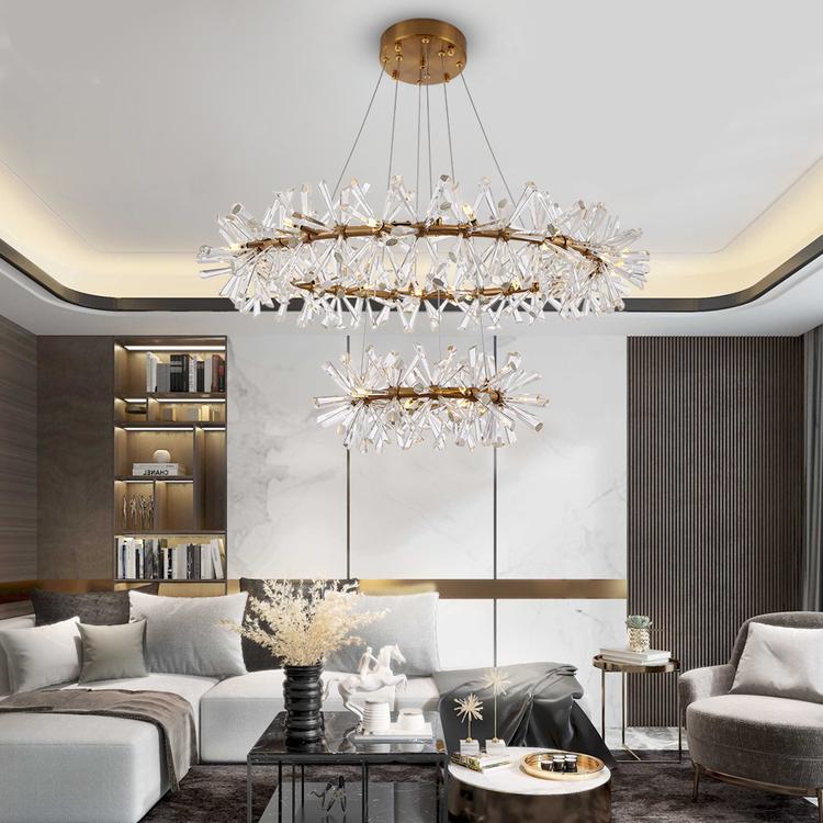 Kylia 2 Tier Ring Crystal Chandelier 72”-MEET LIGHTING