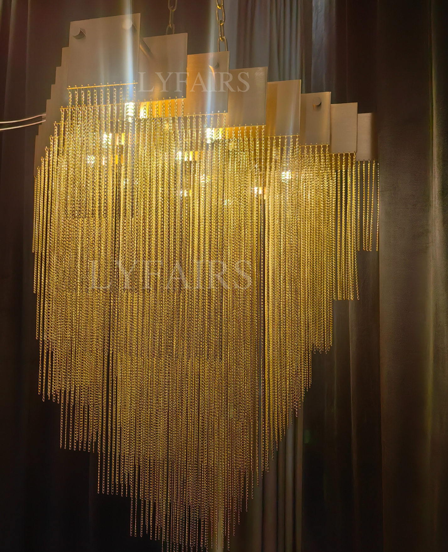 Extra Large Multi-tier Aluminum Tassel Chain Art Chandelier for Villa/Stairs/Foyer/Living Room-MEET LIGHTING