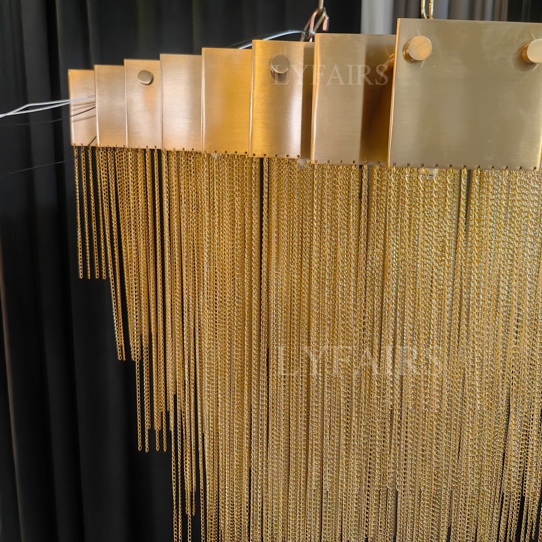 Extra Large Multi-tier Aluminum Tassel Chain Art Chandelier for Villa/Stairs/Foyer/Living Room-MEET LIGHTING