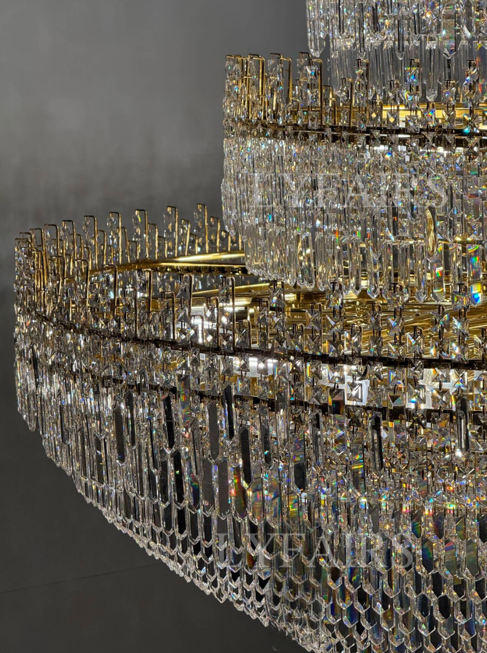 Luxury Oversized Gold European Pagoda-inspired Crystal Chandelier for Foyer/Staircase/Hallway/Entryway-MEET LIGHTING