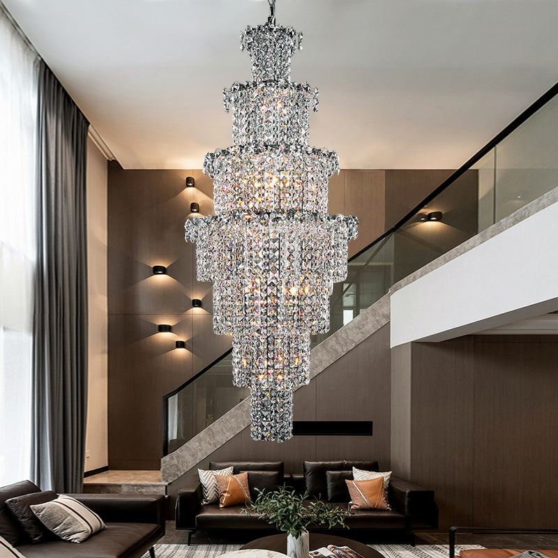 Large Multi-pieces Crystal Chandelier Stylish Ceiling Light Fixture For Foyer Living Room Staircase-MEET LIGHTING