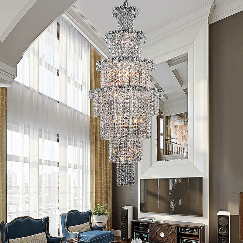 Large Multi-pieces Crystal Chandelier Stylish Ceiling Light Fixture For Foyer Living Room Staircase-MEET LIGHTING