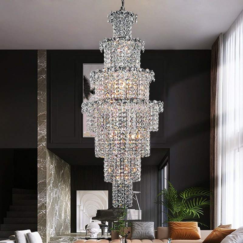 Large Multi-pieces Crystal Chandelier Stylish Ceiling Light Fixture For Foyer Living Room Staircase-MEET LIGHTING