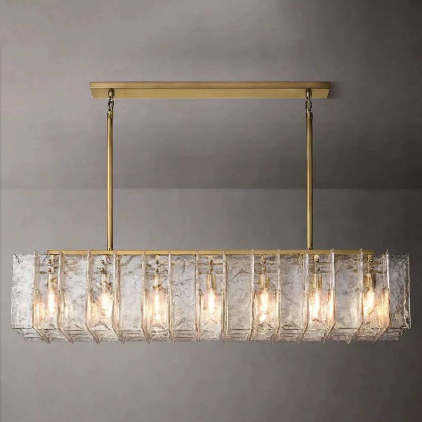 Lattic Clear Glass Rectangular Chandelier 67"-MEET LIGHTING