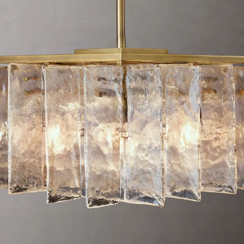 Lattic Clear Glass Square Chandelier 37"-MEET LIGHTING