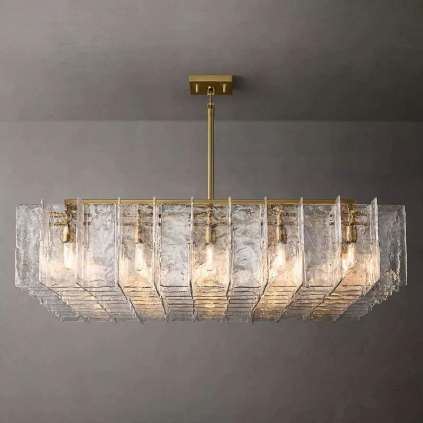 Lattic Clear Glass Square Chandelier 60"-MEET LIGHTING