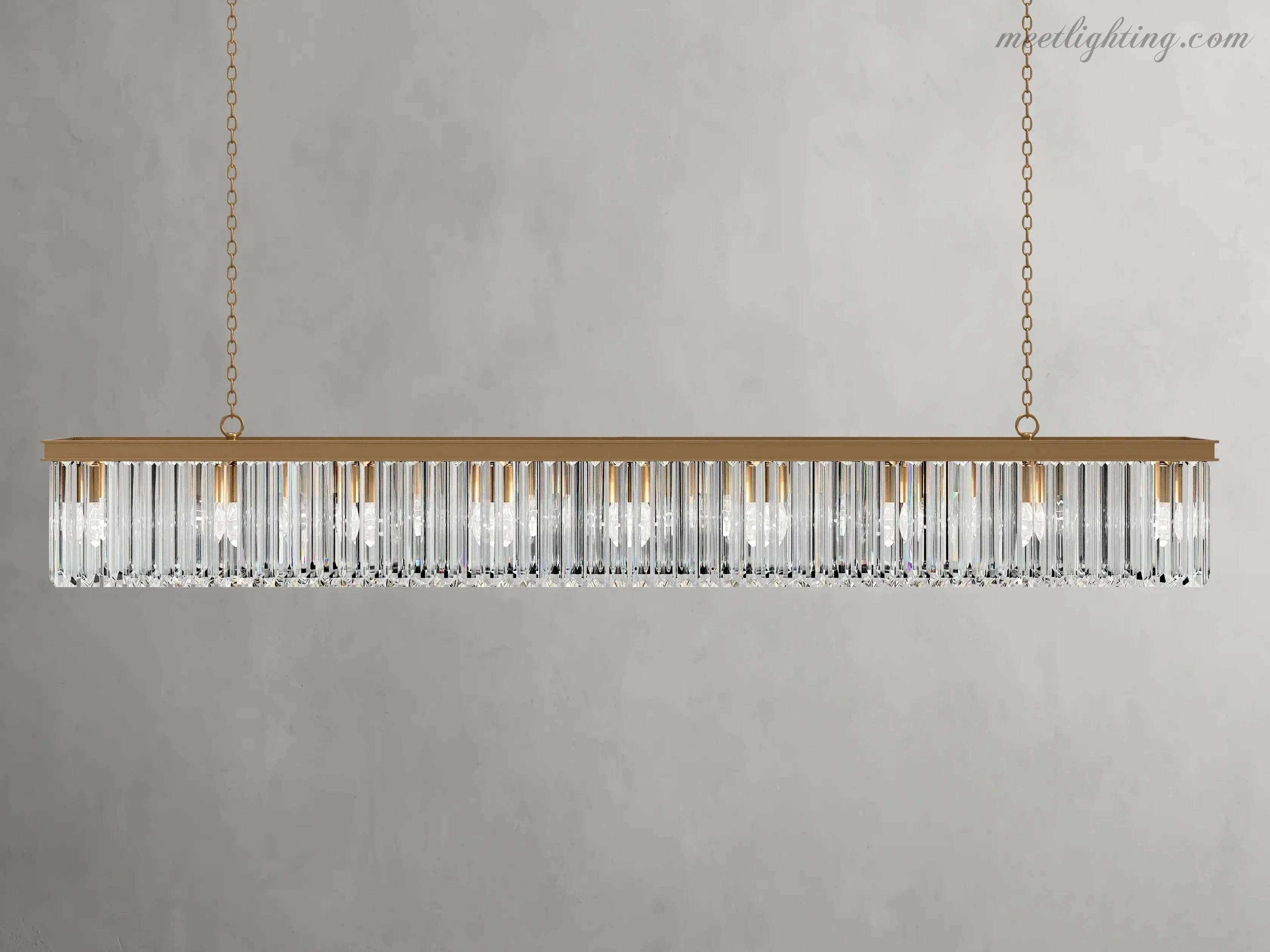 Leyland Rectangular Crystal Chandelier-MEET LIGHTING