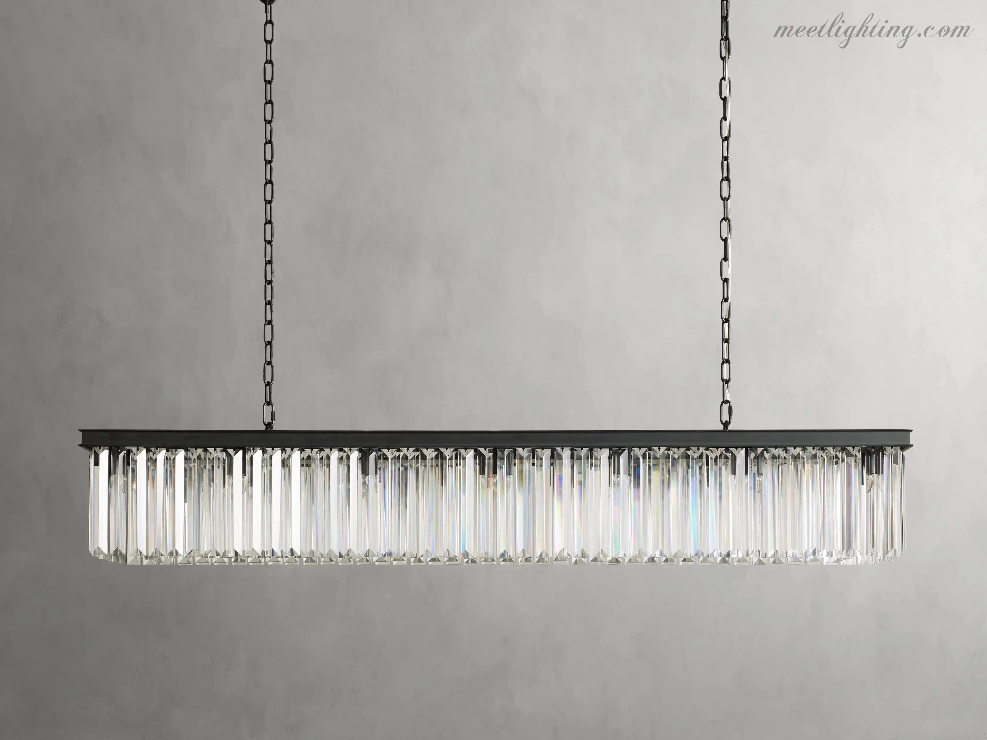 Leyland Rectangular Crystal Chandelier-MEET LIGHTING