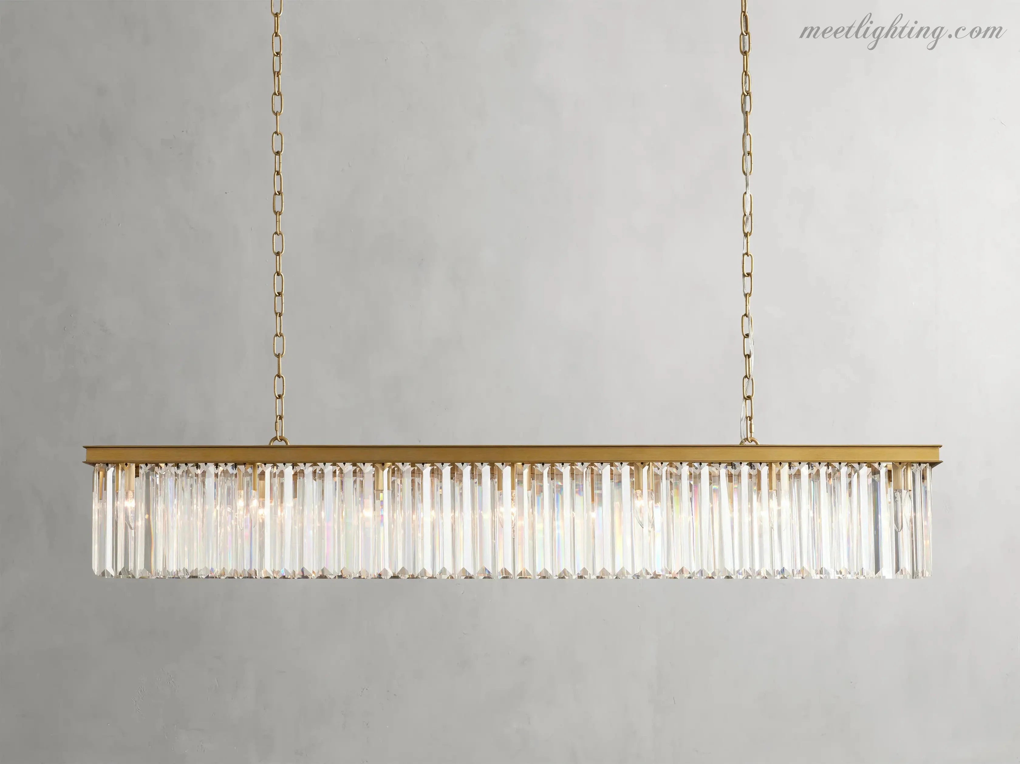 Leyland Rectangular Crystal Chandelier-MEET LIGHTING