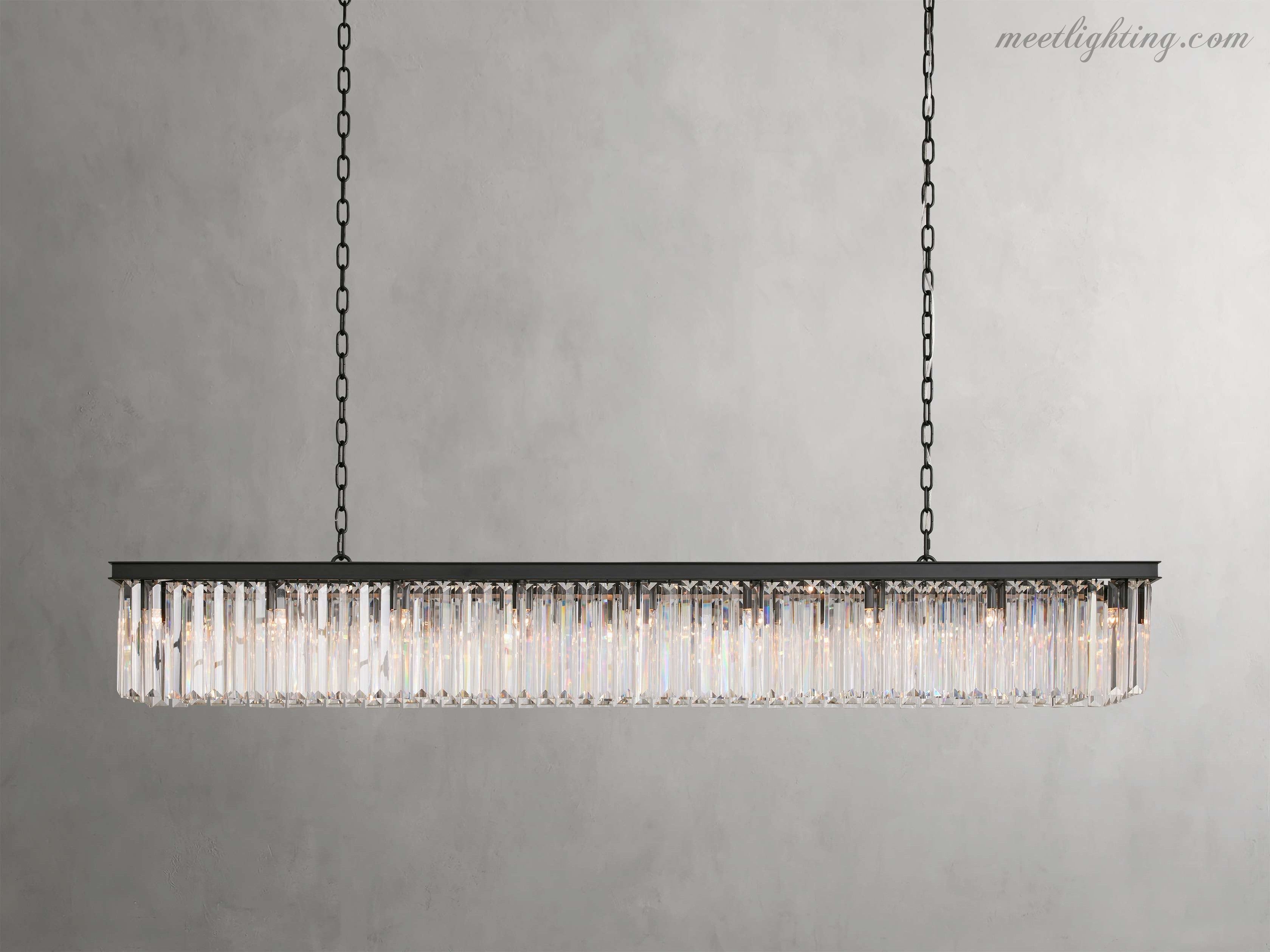 Leyland Rectangular Crystal Chandelier-MEET LIGHTING