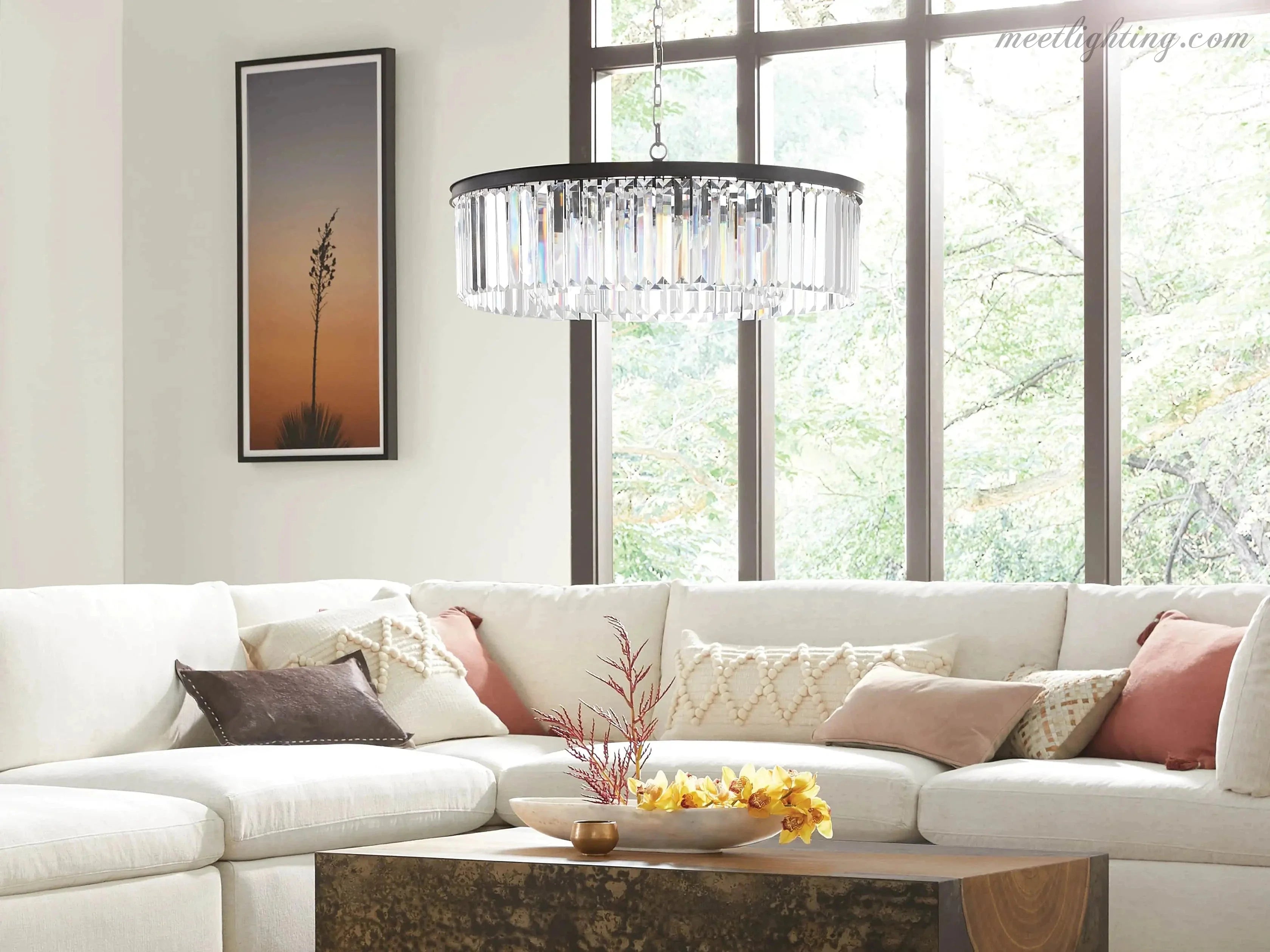 Leyland Round Crystal Chandelier-MEET LIGHTING